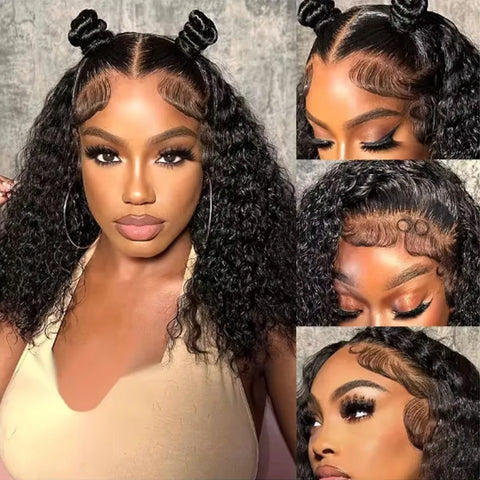 Jessenia Glueless Wig Human Hair Ready To Wear Kinky Curly Bob Wigs For Women Deep Curl Bob Wig 100% Human Hair Wigs PreCut Lace