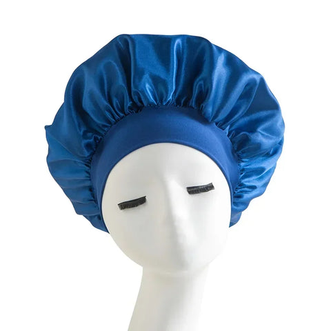 New Satin Wide Brim Nightcap Silky Bonnet Hair Wrap for Sleeping Sleep Cap with Elastic Soft Band Styling Cap Hair Wrapping Tool