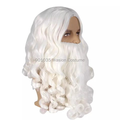 Santa Claus Beard Wig Full Set Fancy Dress up White Beard Wigs Role Play Hair Christmas Halloween New Year Decoration