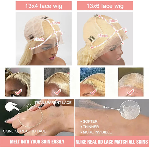 613 Blonde Body Wave Short Bob Human Hair Wig Water Wave 13x6 Hd Lace Frontal Wig Glueless Transparent Lace Front Human Hair Wig