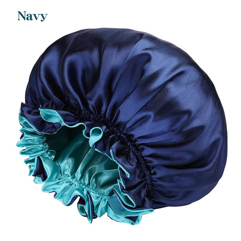 Women Satin Solid Sleeping Hat Night Sleep Cap Bathroom Accessories For Women Shower Caps Waterproof Sleeping Hair Bonnets Cap