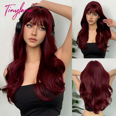 Long Curly Green Wave Synthetic Wigs with Bangs for Women Christmas Grass Green Cosplay Wigs Daily Natural Hair Heat Resistant