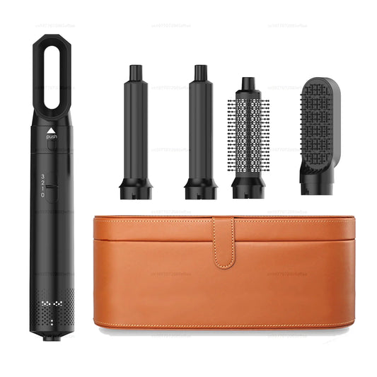 5 In 1 Hair Dryer Hot Air Comb For Curling Straightening And Volumizing Hair With Detachable Attachments