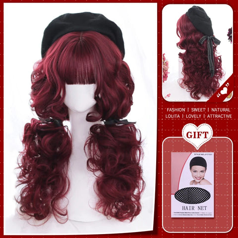 WTB Synthetic Long Straight Hair Black Lolita Wigs with Bangs for Women Fashion Female Cosplay Party Christmas Wigs Multicolor