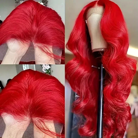 30 40 inch Hot Red 13x6 Hd Lace Frontal wigs Human Hair Wigs Brazilian Red Colored Body Wave 13x4 Lace Front Wig Wig For Women