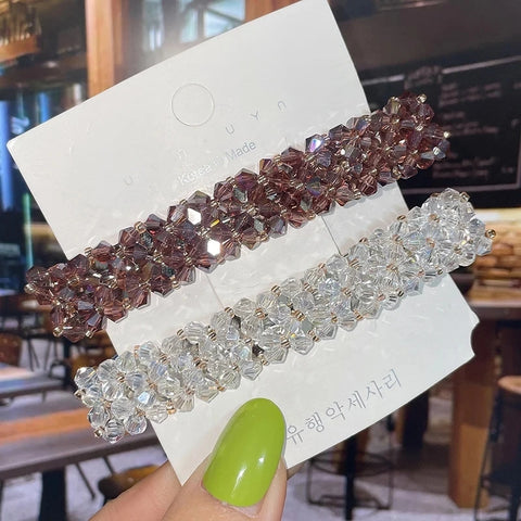 2/3PCS Set Fashion Crystal Spring Hair Clips Pins Handmade Beads Hair Barrettes For Women Girl Korean Simple Hair Accessories