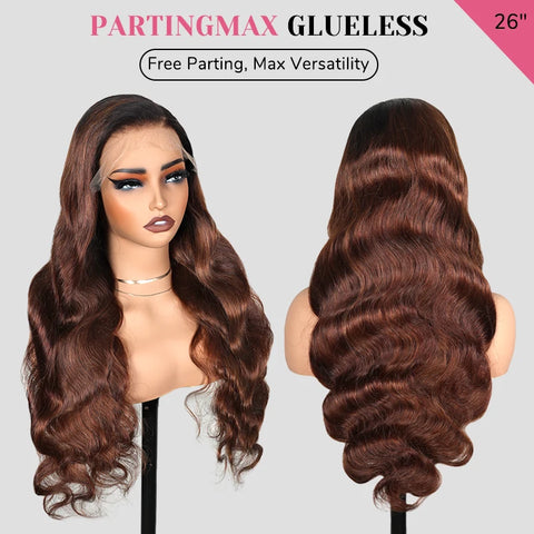 7x6 Chestnut Brown Highlights PartingMax Glueless Wig Straight Body Wave Water Wave Burmese Curly Closure HD Lace Long Curly Wig