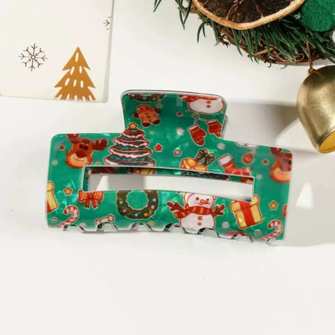 1/2Pcs Acrylic Christmas Hair Claw Clips for Women, Gingerbread Man Design Hair Jaw Clips Hair Accessories Holiday Gift Hair Pin