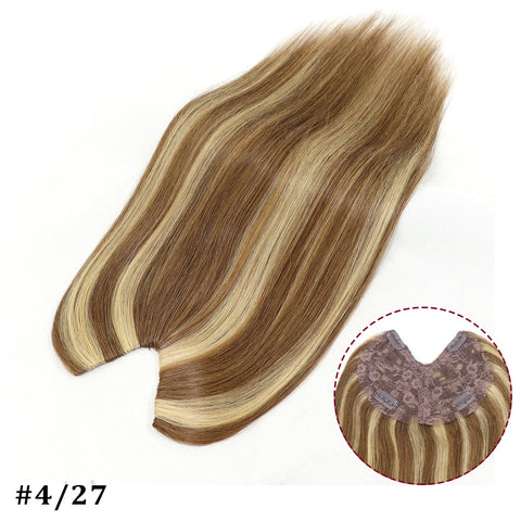 V Shape Clip In Human Hair Extensions  Invisible Brown Blonde Highlight Toppers For Women Straight Brazilian Remy Hair 16Inch
