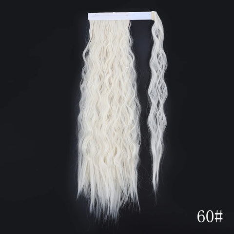 LISI GIRL Synthetic Hair 22''34'' Long Straight Ponytail Wrap Around Ponytail Clip in Hair Extensions Black Hairpiece Headwear