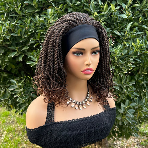Short Twist Braided Headband Wigs 12Inch Synthetic Braided Wig for Black Women Crochet Twist Box Braids Hair Wigs Extension