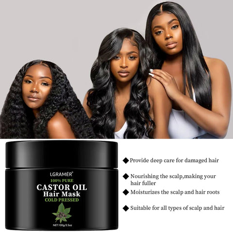 Castor Oil Hair Mask Improves Damaged Hair Repairs Frizz Strengthens Fluffiness Makes Hair Look Smooth Shiny Hair Care Hair Mask