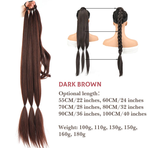 22-40 inch synthetic braided braided ponytail wig woman elastic rubber band fake ponytail hair extension wrapped around ponytail