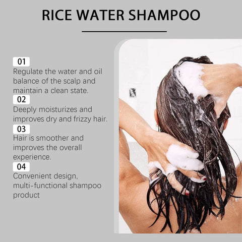 Rice Shampoo Reduce Loss Hair Growth Nourishing Scalp Deeply Cleansing Dandruff Restore Split Hair Shampoo For Dry Damaged Hair