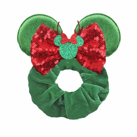 Disney Christmas Day Scrunchies Haarband Vrouwen Elastische Paardenstaart Houder Meisjes Pailletten Strik Kids Haaraccessoires