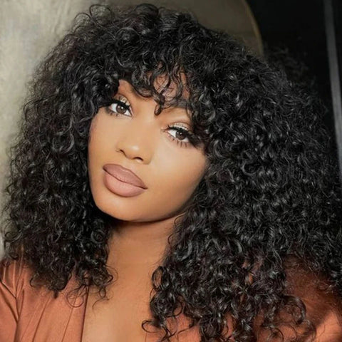 Jerry Curly Short Pixie Bob Cut Human Hair Wigs With Bang Honey Blonde Ombre Color For Black Women Remy Hair Full Machine Made