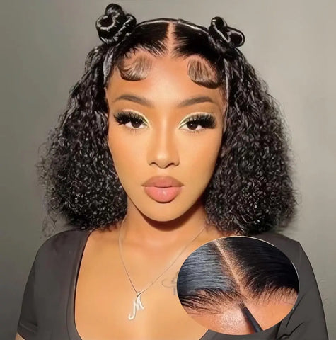 Short Bob Glueless Deep Wave Human Hair Wigs 100% Real Human Hair 5x5 Lace Front Wig 180 Density Pre Plucked Brazilian Hair Wigs