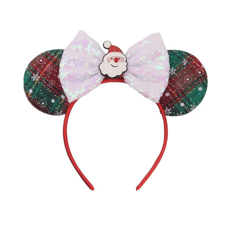 2024 New Christmas Mickey Minnie Mouse Headband Women Disney Ear Hairband Kids Xmas Party Hair Accessories Hot Festival Cosplay