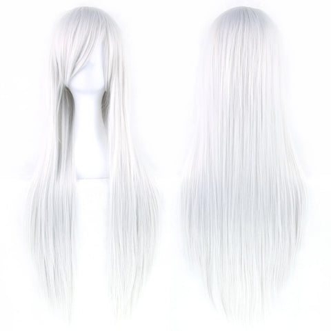 Soowee Long Synthetic Hair White Purple Cosplay Wigs Party Black Hair Straight Wig Hairpiece for Women