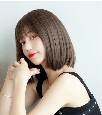 Korea Style Hair Extensions Synthetic Daily Use Young Female Wigs Breathable Head Cover Shoulder Long Straight Wig Hat for Women