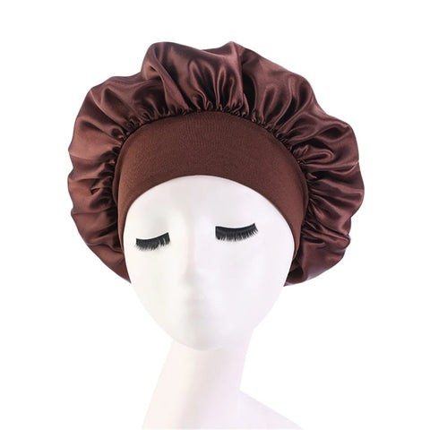Women Men Unisex Satin Sleeping Hat Night Hair Care Bonnet Skullies Beanies Cap