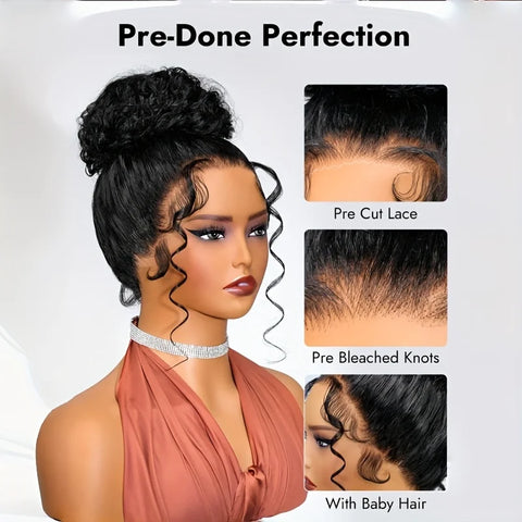 360 Full Lace Wig Invisible Drawstring Deep Wave Frontal Wig Curly Human Hair Wigs 250 Density Water Wave Lace Frontal Wigs