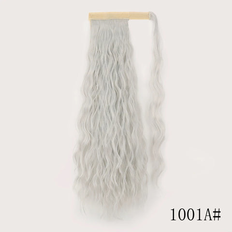 LISI GIRL Synthetic Hair 22''34'' Long Straight Ponytail Wrap Around Ponytail Clip in Hair Extensions Black Hairpiece Headwear