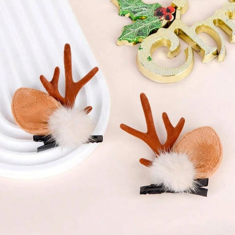 2pcs Christmas Reindeer Antlers Hair Clips Cute Deer Antlers Headbands Deer Ears Hairpins Christmas Hair Accessories