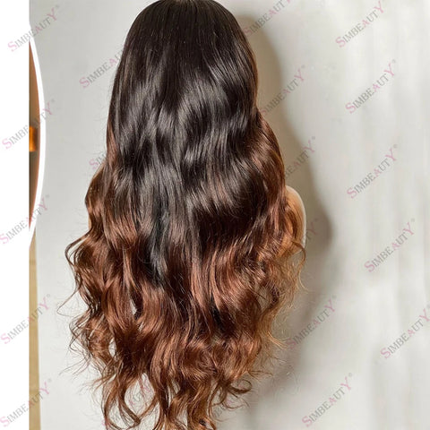 Indian Remy Human Hair 1B/30 Ombre 13x6 Deep Space Lace Front Wig Body Wave Natural Hairline 360 Lace Front Wig for Black Women