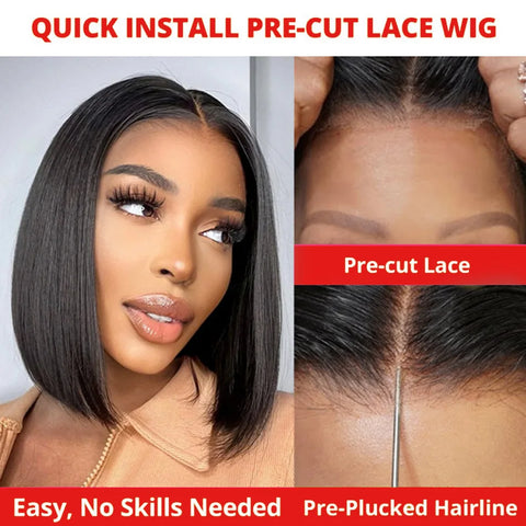 250 Density Short Bob Straight 12 14 16 18 Inch Lace Front Wig 13x6 HD Black Lace Frontal Wigs 13x4 Human Hair Natural Brazilian