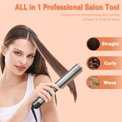 TINSOL Professional 2-in-1 Ceramic Hair Straightener Curl Ionizer with LCD Wide Panel Straightener, Temperature Adjustable