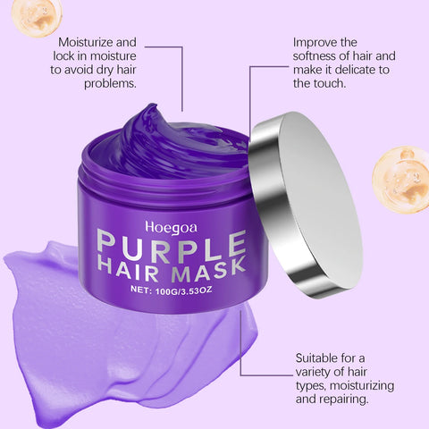Purple Keratin Hair Mask for Repair Damaged Frizzy Hair Soft Shiny Smooth Nourishing Moisturizing Treatment Deep Hair Care Mask