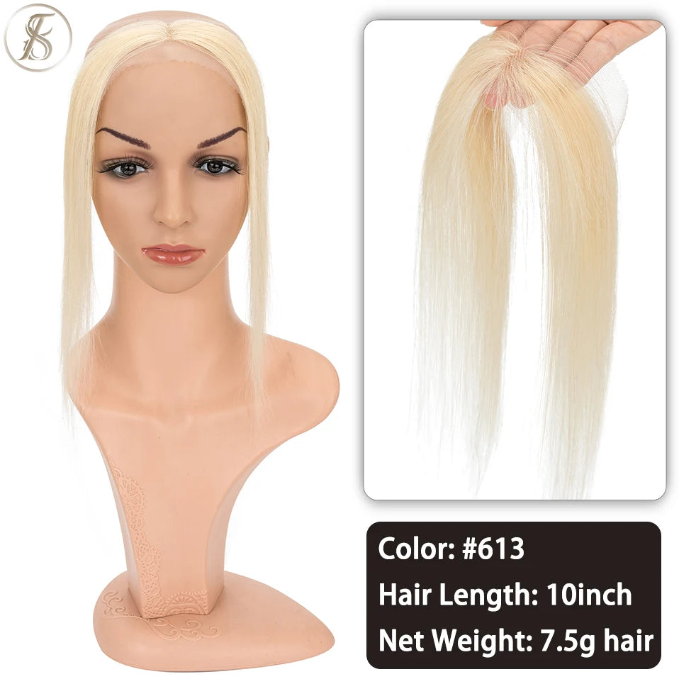 TESS Women Topper Human Hair 10inch Natural Hairline Hair Patch Hair Loss Hand Hook Lace Single Knot Hair Invisible Hairpiece