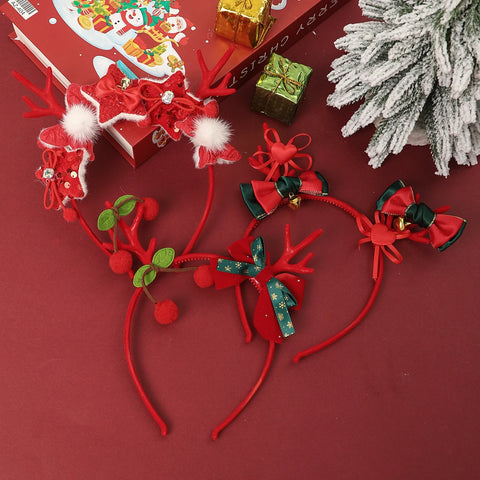 Christmas Antler Bowknot Headband Women Party Decoration Christmas Headwear Girls New Hair Hoops Fashion Hair Accessories