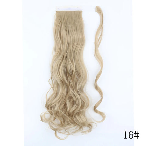 LISI GIRL Synthetic Hair 22''34'' Long Straight Ponytail Wrap Around Ponytail Clip in Hair Extensions Black Hairpiece Headwear