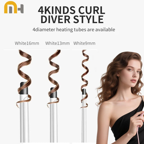 Hair Curling Iron 9mm Curler Wand Professional Curly Tongs Ceramic Electric SalonStyling Tool Small Crimping Iron Waves for Hair