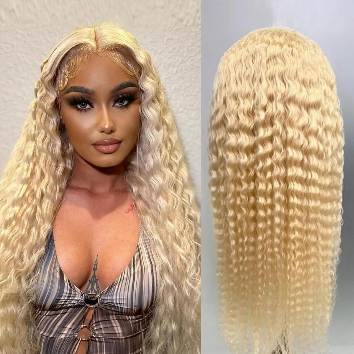 613 Curly Human Hair Wig 230% Density Blonde Water Wave 13x6 Frontal Wig Hd Lace 13x4 Transparent Lace Front wig For Women