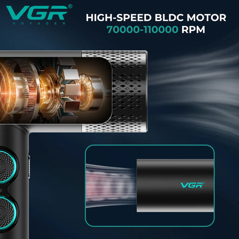 VGR Hair Dryers Professional Air Blower Negative Ion Hair Dryer 110000 RPM Hair Dryer Machine BLDC Motor Barber Salon V-401