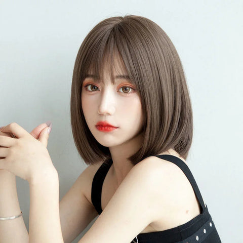 Korea Style Hair Extensions Synthetic Daily Use Young Female Wigs Breathable Head Cover Shoulder Long Straight Wig Hat for Women