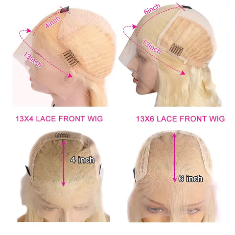 300% Density HD Transparent 613 Blonde Straight 13x7 Lace Front Human Hair Wigs For Women Brazilian Lace Frontal Wig Pre Plucked