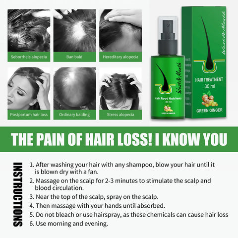 Hair Growth Spray for Baldness Hair Loss Repair Damaged Scalp Serum Liquid Thickening Hair Root Treatment Longer Healthier Hair