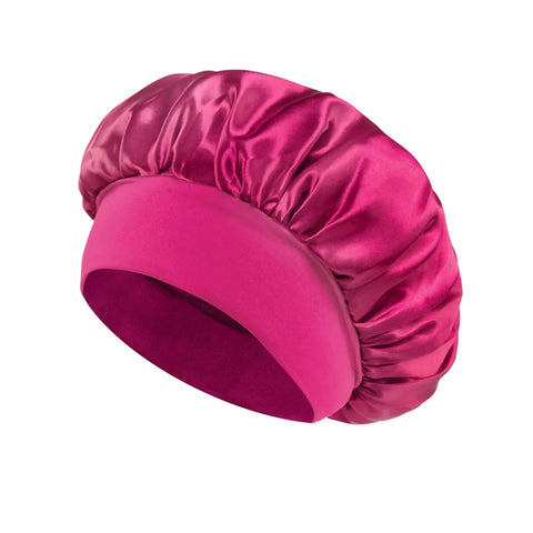 1pc Women's Solid Color Satin Wide-Brimmed Shower Cap, Suitable for Daily Use Silk Bonnet Satin Bonnet Shower Cap