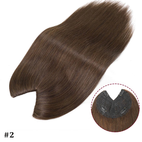 V Shape Clip In Human Hair Extensions  Invisible Brown Blonde Highlight Toppers For Women Straight Brazilian Remy Hair 16Inch