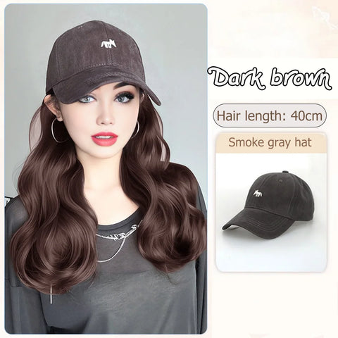 Synthetic12/16/18inch duckweave cap straight hair inward wig baseball capwater wave wig extensions ponytail daily Christmas