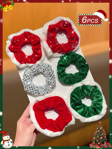 6pcs Fashionable Cute Christmas Hair Accessories for Women Party Role Play Hair Bands Gifts