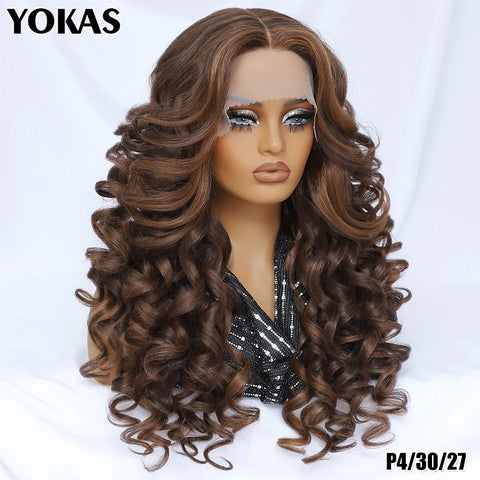 24 Inch Synthetic Lace Front Wigs For Afro Women Curly Afro Lace Front Wigs for Black Women High Temperature Fiber Wigs