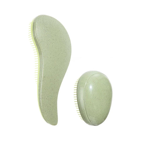 2pcs Magic Detanglng Hair Brush Set Scalp Massage Egg Shaped Wheat Straw Comb Anti-static Edge Hairbrush Salon Hair Styling Tool