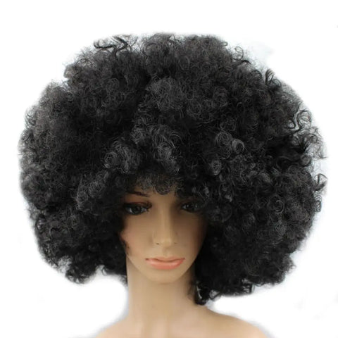 Unisex Adult Various Coloured Rainbow Circus Curly Black Afro Curly Wig Adult Fancy Dress Disco
