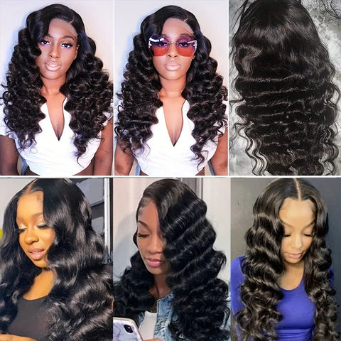 Loose Waves Wig Human Hair Curly Body Wave Human Hair Wigs 13x6 Hd Lace Frontal Wig 250 Density Brazilian With Bleached Knots