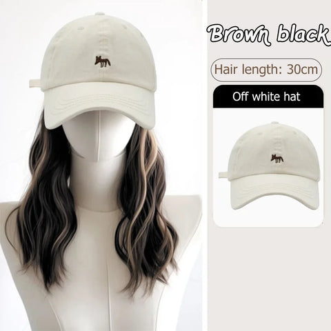 Synthetic12/16/18inch duckweave cap straight hair inward wig baseball capwater wave wig extensions ponytail daily Christmas